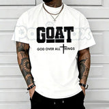 "GOAT" God Over All Things T-Shirt – Christian Streetwear Graphic Tee, Premium 100% Cotton Faith-Based Top, Soft Lived-In Heavyweight Modern Worship Shirt, Made in USA