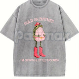 Hold On Partner I'm Growing A Little Buckaroo T-Shirt – Cowboy Baby Western Pregnancy Announcement, Lightweight Retro Cotton Graphic Tee
