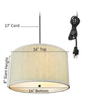 16"W 2 Light Swag Plug-In Pendant Textured Oatmeal with Diffuser Black Cord