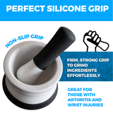 Mortar and Pestle Set - Small EZ-Grip Silicone & Porcelain Mortar With Non-Slip Scratch Proof Silicone Base - herb or spice grinder, pill crusher