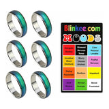 6 Pack Color Changing Rings with Mood Guide Card