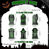 6-Pieces: Glow in the Dark Halloween Yard Sign Decorations with 12 Stakes
