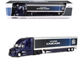 Freightliner Fifth Generation Cascadia Raised Roof Sleeper & 53 Utility Trailer with Skirts Midnight Blue 1/64 Diecast Model by