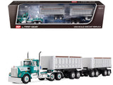 Kenworth W900A Day Cab with 22 Dual End Dump Trailers Turquoise with White Stripes 1/64 Diecast Model by DCP/First Gear