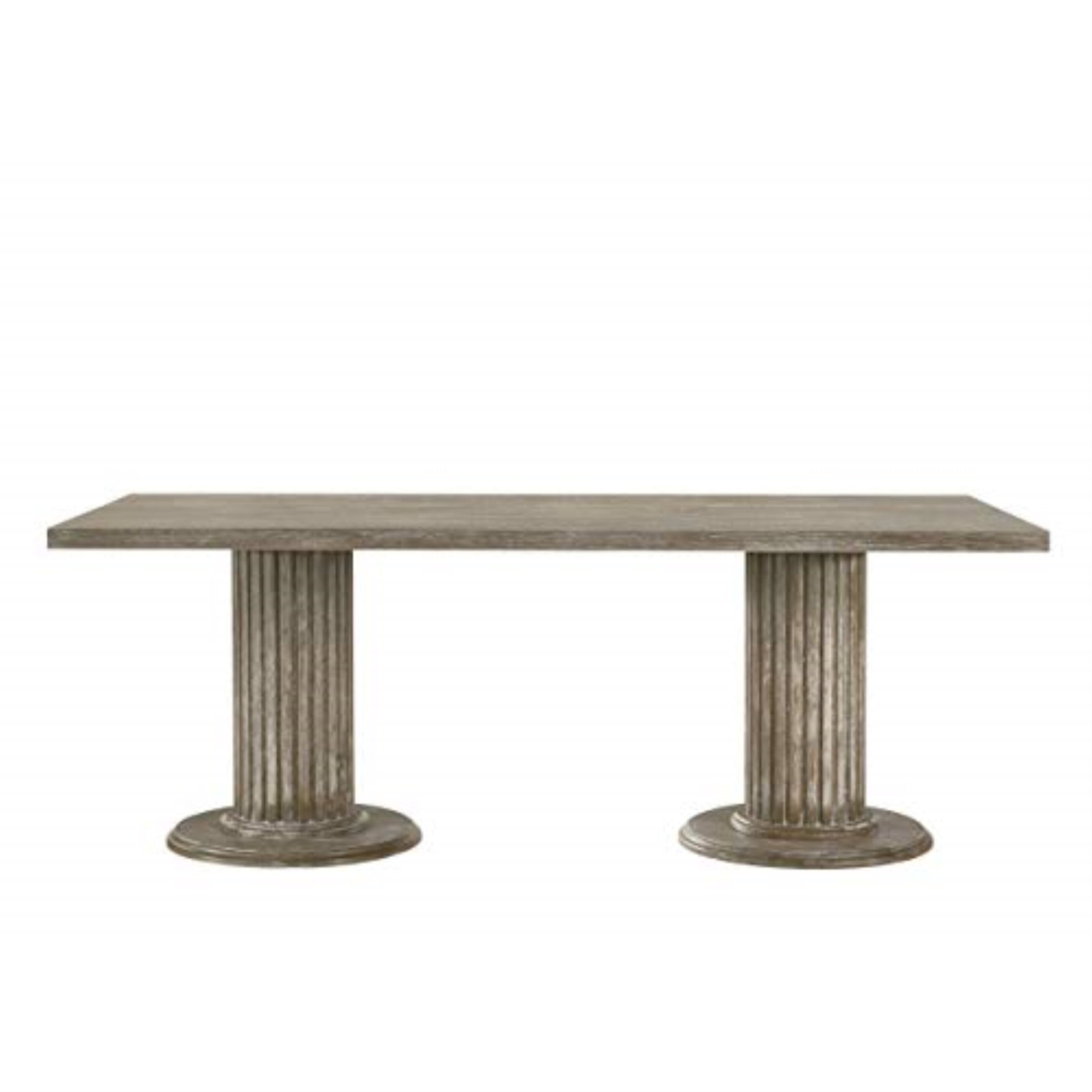 Dining Table W/Double Pedestal Reclaimed Gray