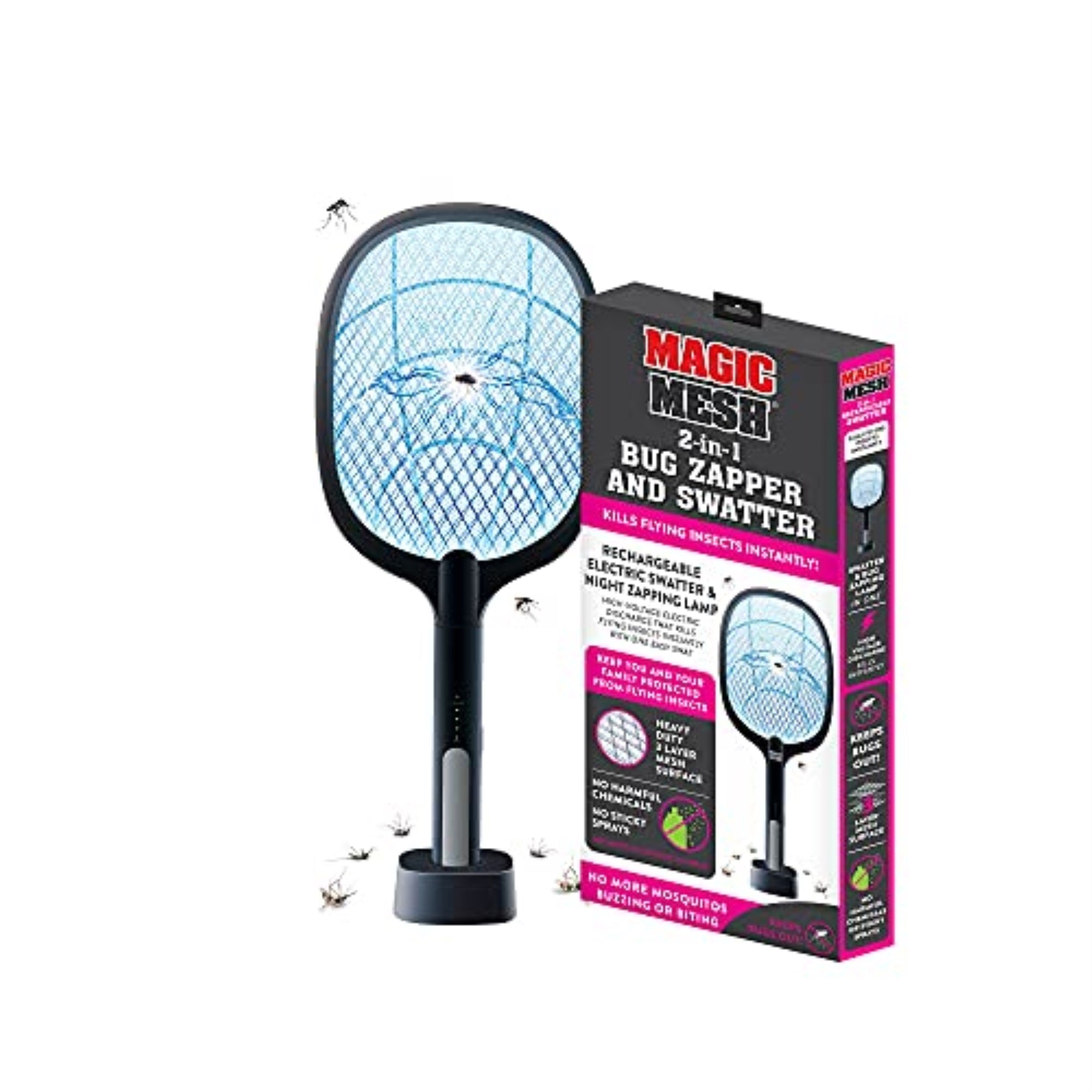 6025084 Magic Mesh 2-In-1 Bug Za Magic Mesh Flying Insect Killer Bug Zapper And Swatter (Pack Of 1)