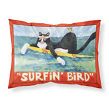 Caroline'S Treasures 6051Pillowcase Black And White Cat Surfing Bird Moisture Wicking Fabric Standard Pillowcase, Large, Multi