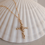 Rose Ever Blooming Cross Necklace