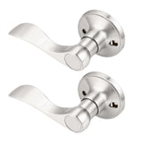 Gobrico Left-Handed Dummy Door Levers in Satin Nickel, 2 Pack One-Side Door Handles, No-Turning Wave Style Door Knobs