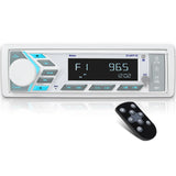 Single Din Marine Radio Bluetooth: Boat Stereo Receiver - Push to Talk Assistant Digital LCD Screen AM FM Tuner 4 Volts Preamp O