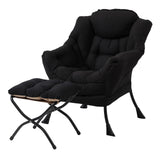 Welnow Lazy Chair with Ottoman, Modern Lounge Accent Chair with Armrests and a Side Pocket, Leisure Sofa Armchair Set, Reading A