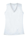 SPORT-TEK Womens Sleeveless PosiCharge Competitor V-Neck Tee | Athletic Fit Shirt, Spring & Summer Workout Tank Top, Trendy Gym Fashion White