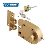 SUMBIN Jimmy Proof Deadbolt Lock with Keyed (Gold Color) with 2 Brass Keys
