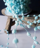 AK TRADING CO. 25 Yards Fuzzy Pom Pom Wired Trim Ribbon Lace Aqua