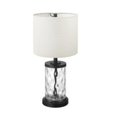 GLOBE Electric 61000044 20 Fillable Watered Glass Table Lamp, Oil-Rubbed Bronze Base, Beige Linen Shade, Black Cord, On/Off Rota