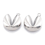 Elecrelive 10Pcs Fortune Cookie Charms Platinum Plated Brass Pendants Mini Cookie Food Dangle Charms for Necklace Bracelet Earri