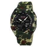 Skmei Sports Military Digital Analog Watch, Black Dial Abs Case Men'S Watch, Tpu Army Green Camouflage Band,50M Waterproof Tacti