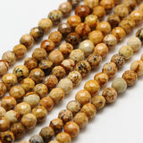 LiQunSweet 130 Pcs 3mm Natural Picture Jasper Beads Strands Faceted Round Small Loose Crystal Gemstone Bead Spacer for DIY Neckl