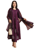 Anni Designer Women'S Rayon Blend Anarkali Printed Kurta With Pant & Dupatta (Gangori Wine-Vks02_L_Wine_Large),Wine,L