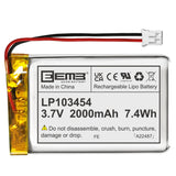 EEMB 3.7V Lithium Polymer Battery 2000mAh 103454 Lipo Rechargeable Battery Pack with Wire JST Connector for Speaker and Wireless