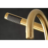Kingston Brass Ae8107Dl Deck Mount Tub Filler With Hand Shower, Brushed Brass