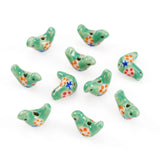 Boutigem 10Pcs Green Pigeon Porcelain Beads Pigeon with Flower Pattern Ceramic Beads Floral Bird Handmade Craft Bead Animal Spac