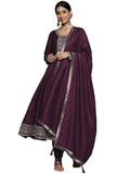 Libas Women's Silk Blend Kurta Sets (33458O_Purple