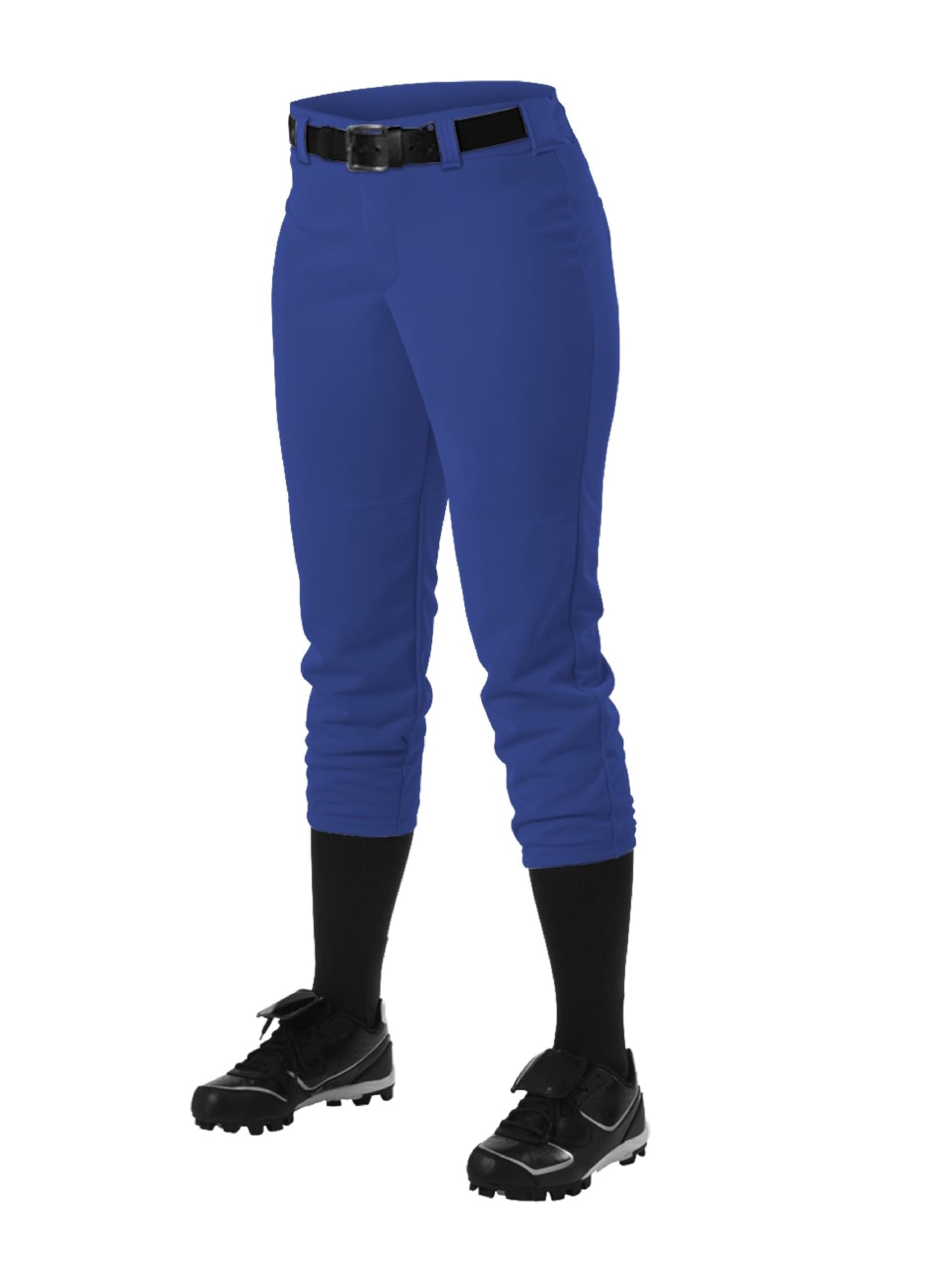 Alleson Athletic Girls Medium (23-25,, W) Athletic Fast Pitch Softball Belt Loop Pants, Royal