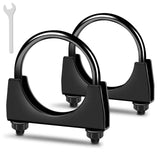 XIEKRAB 2Pcs Heavy Duty 3 inch U Bolt Clamps Saddle Type Black Rustproof, 3 Muffler Clamps, Exhaust Pipe Diameter