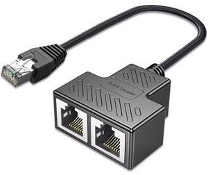 AKWOR Ethernet Splitter, RJ45 1 Male to 2 Female LAN Ethernet Cable Splitter Suitable Super Cat5, Cat5e, Cat6, Cat7 LAN Ethernet