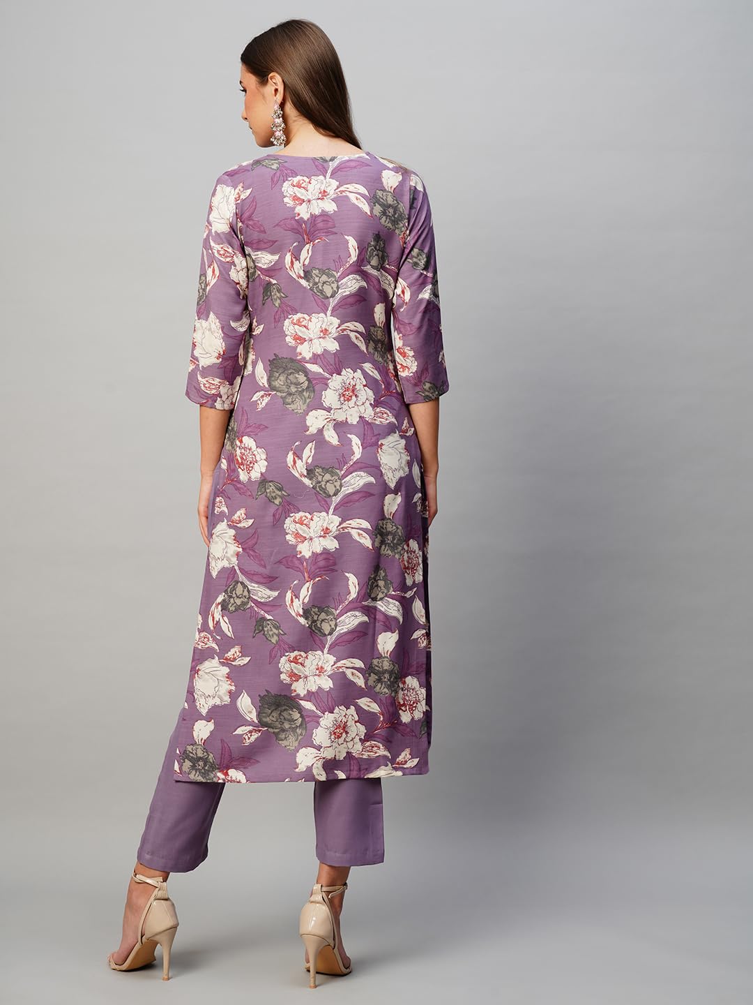 Gosriki Women'S Rayon Straight Printed Kurta With Pant Set (Dhun-Purple-Kbv-Gs_S_Purple_Small),Purple,,B0CNLZ2TGB