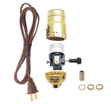B&P Lamp Brass Plated Socket with Brown Cord Set and Basic Hardware