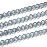 1000pcs Czech Faceted Bicone Crystal 4mm (0.16 Inch) Small Glass Beads Spacer Bulk Silver Blue Shimmer