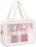 House Of Quirk Clear Toiletry Bag, Wash Make Up Bag Pvc Waterproof Zippered Cosmetic Bag, Portable Carry Pouch For Women Men (Wh