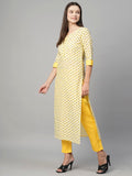 Anni Designer Women'S Cotton Blend Printed Straight Kurta With Pant (Otti Mehandi-N8W_Xl_Mehandi_X-Large),Mehandi,XL,Cotton Blend,Regular,Kurta