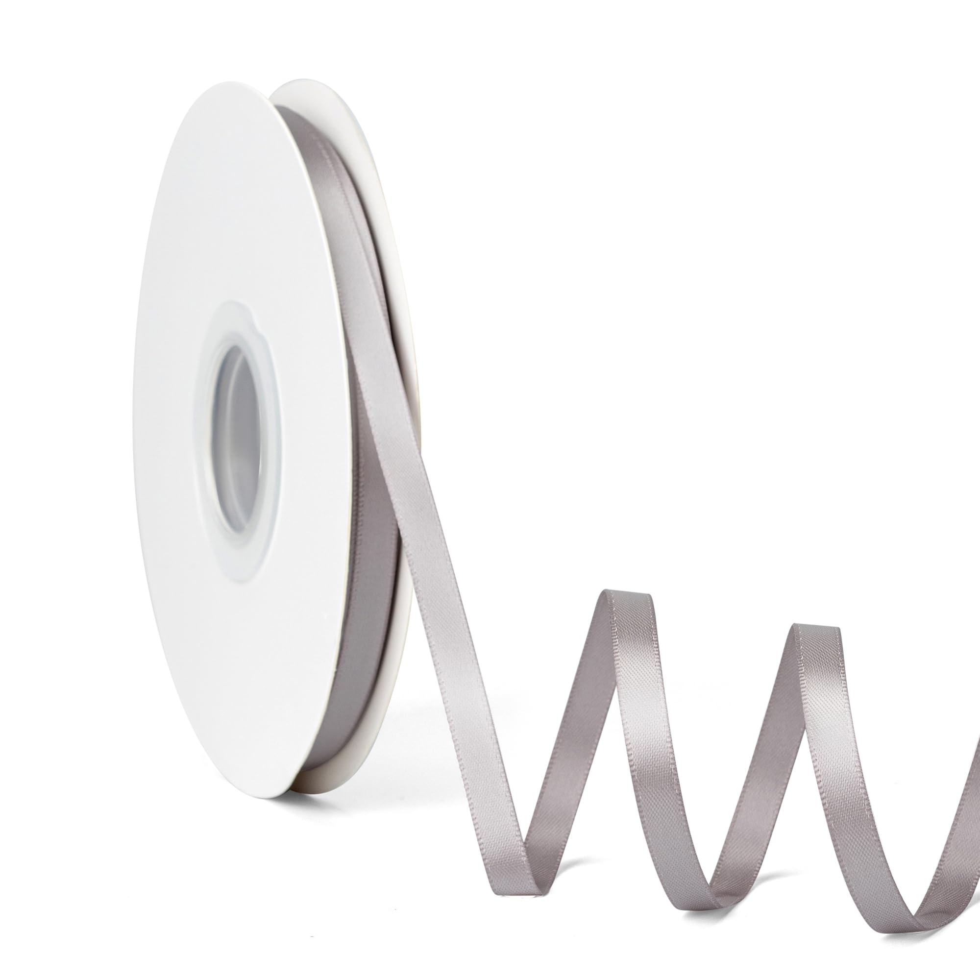 Laferri Silver Satin Ribbon,1/4 X 50 Yards,Double Faced Thin Fabric Ribbon Use for Gift Wrapping DIY Craft Floral Bouquets Weddi