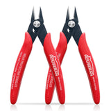 HOUSERAN 170 Wire Cutters, Small Wire Cutters, 2 PACK, 5 Inch Micro Flush Cutter, Spring Loaded Cutting Pliers, Side Cutters, Di