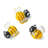 LiQunSweet 5 Pcs Handcrafted Lampwork Glass Loose Animal Beads Spacer 3D Cartoon Bees Honeybee Beads for Jewelry Making DIY Brac