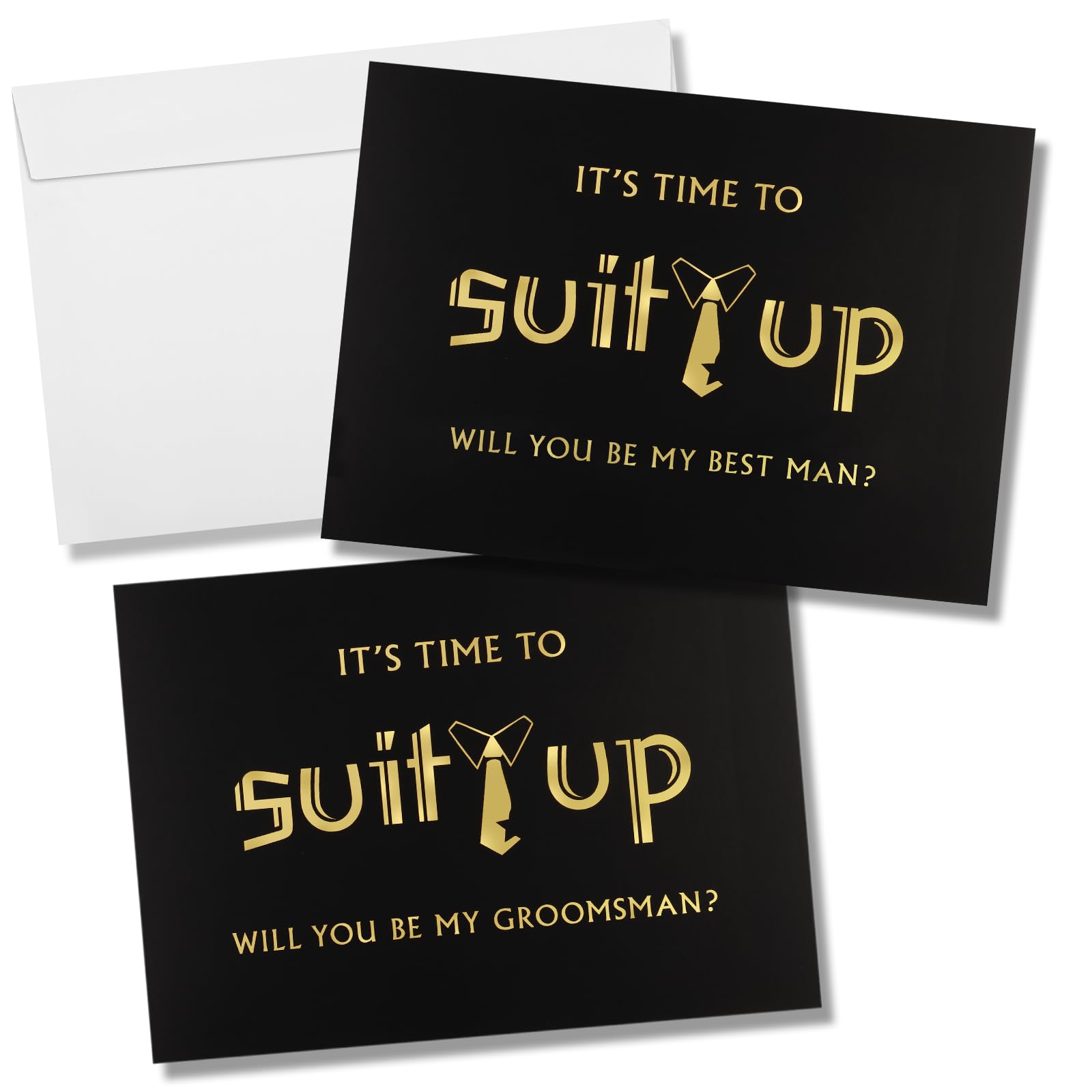 Zonon 8 Pcs Groomsmen Proposal Cards 7 Will You Be My Groomsman and 1 Best Man Card with Envelopes 5 x 7 Inch Suit up Funny Groo