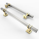 Asidrama 10 Pack 6.3 Inch(160mm) Brushed Satin Nickel and Gold Kitchen Cabinet Handles, Cabinet Pulls Kitchen Cabinet Hardware f