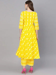 Anni Designer Women'S Cotton A-Line Kurta With Pant (Yellow Xxl),Yellow,2XL,Cotton Blend,A-Line,Pants