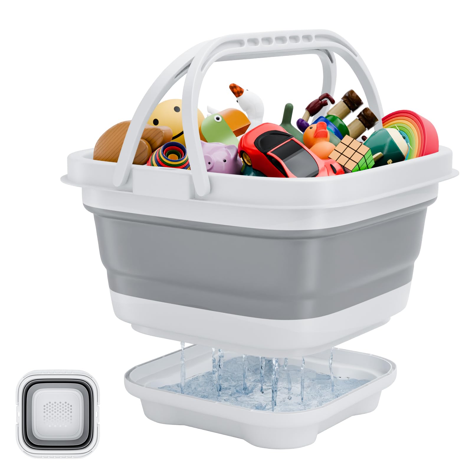 Steipirr Bath Toy Storage Organizer - Foldable Bath Toy Holder for Bathtub, Bathtub Toy Storage with Removable Drying Base, Bath