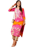 Gosriki Women'S Printed Georgette Straight Chikankari Embroidered Kurta (Ump Pink-Gs_S_Pink_Small),Pink,,B0CBPR1SZQ