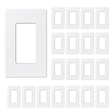 AIDA 1-Gang Screwless Light Switch Cover Plate, Standard Decorative Outlet Covers - Matte White, 20-Pack Unbreakable Polycarbona