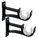 SEGNAYEN Curtain Rod Bracket, Single Holder Hooks 2 Pack Heavy Duty for 1 Inch 2.54CM Large Drapery Rods, Black Hangers Supports