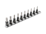 TEKTON 3/8 Inch Drive Torx Impact Bit Socket Set with Rail, 10-Piece (T20-T60) | SIB91103