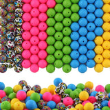 HHCFAST 150Pcs Mixed Color 15mm Silicone Beads for Keychain Making, Pink Blue Leopard Print Silicone Beads for Pens and Bracelet
