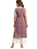 Rytras Women'S Cotton Printed Straight Sleeveless Kurta(Purple,3Xl)