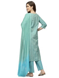 Stylum Women'S Woven Design & Embroidered Cotton Blend Straight Kurta With Pant & Dupatta (Kpdaquafox36_Sea Green, S)