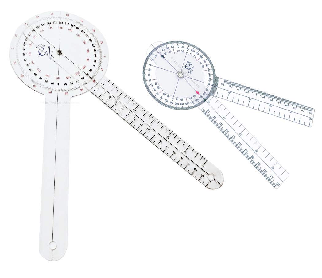12 and 8 Goniometer Set from Elite Medical Instruments USA - Two-Piece Kit EGM-427